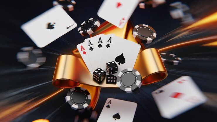 Dealer arranging cards at Teen Patti table with player action buttons visible